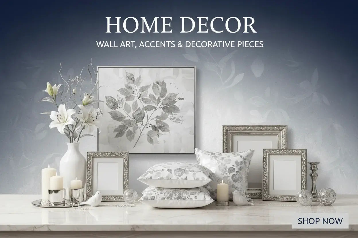 Brand-new home decor including wall art, accents, and decorative pieces at More4less Outlet – Burlington, KY