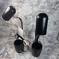 Actual inventory: black and white 16-inch LED desk lamps with original tags