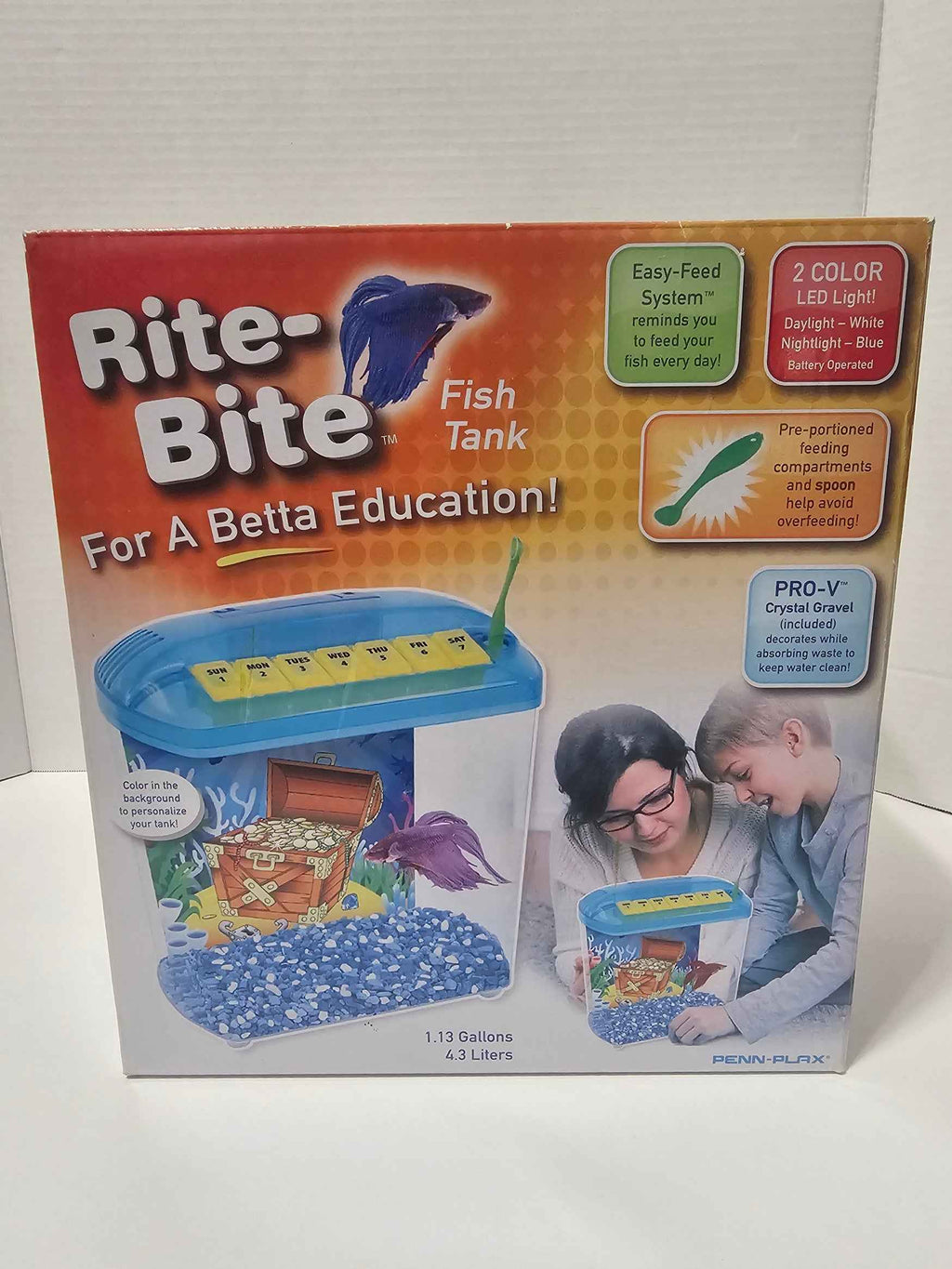 Penn-Plax Rite-Bite Betta Fish Tank Aquarium Starter Kit