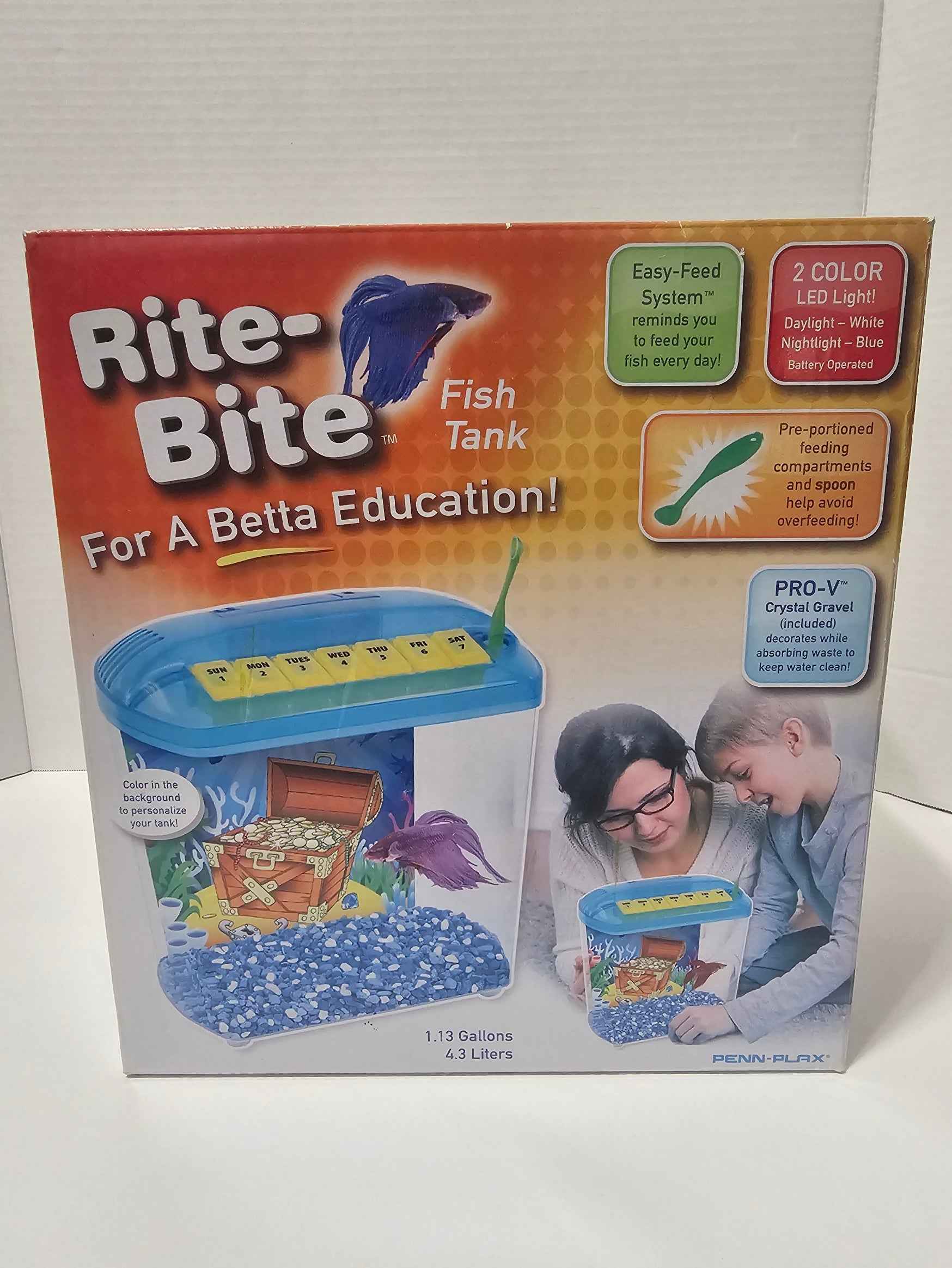 Penn-Plax Rite-Bite Betta Fish Tank Aquarium Starter Kit