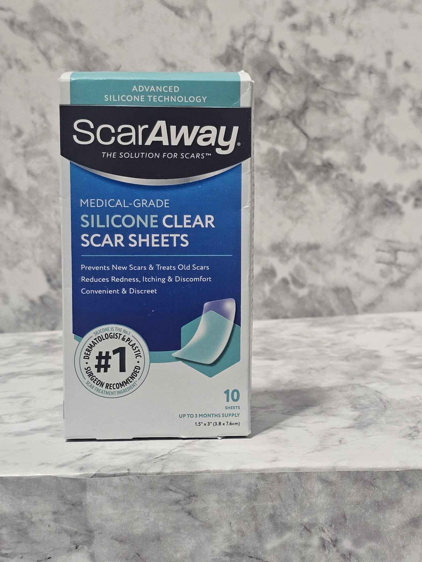 ScarAway Silicone Clear Scar Sheets - Medical Grade - 10 Count