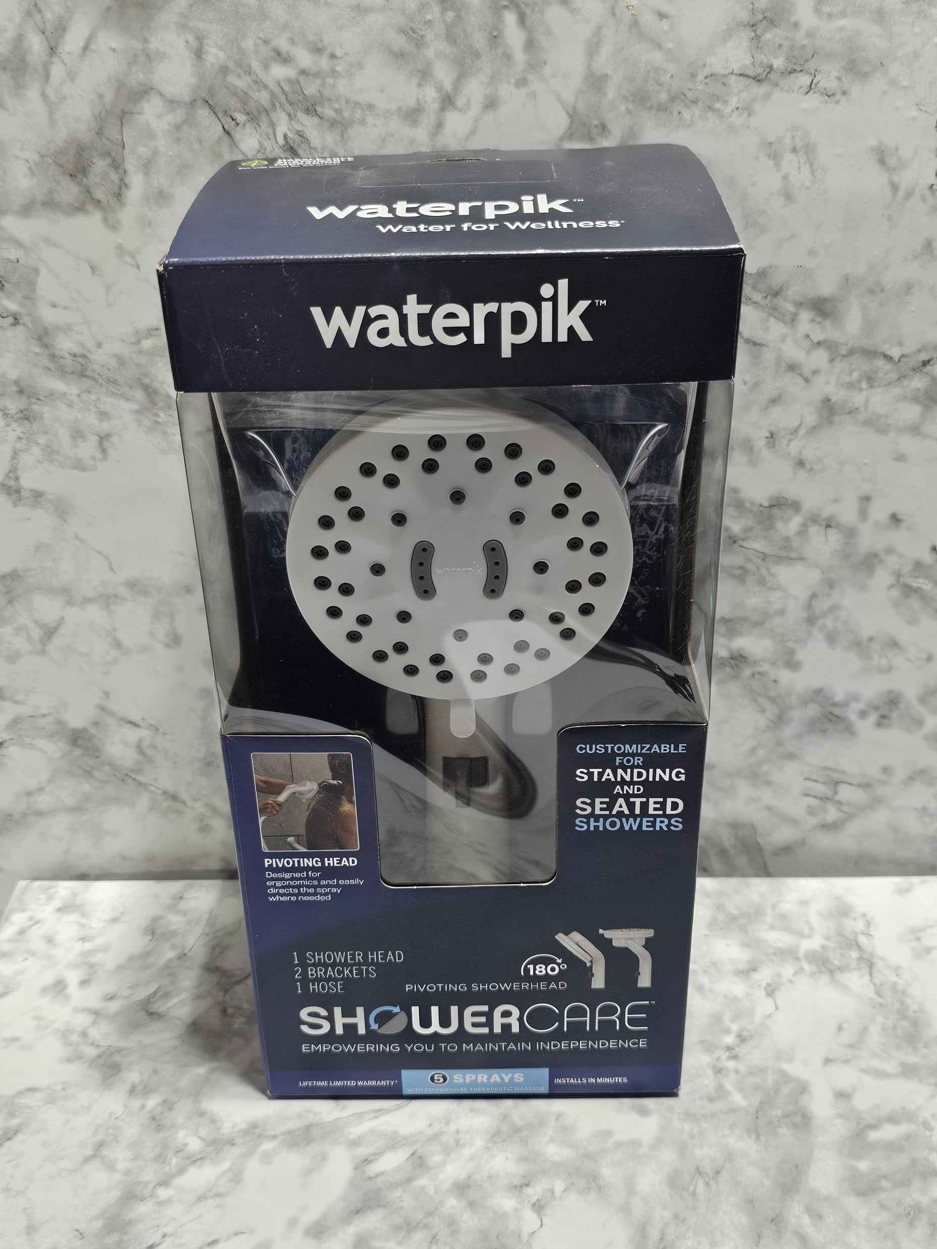 Waterpik ShowerCare 5-Spray Therapeutic Pivot Head Shower Head