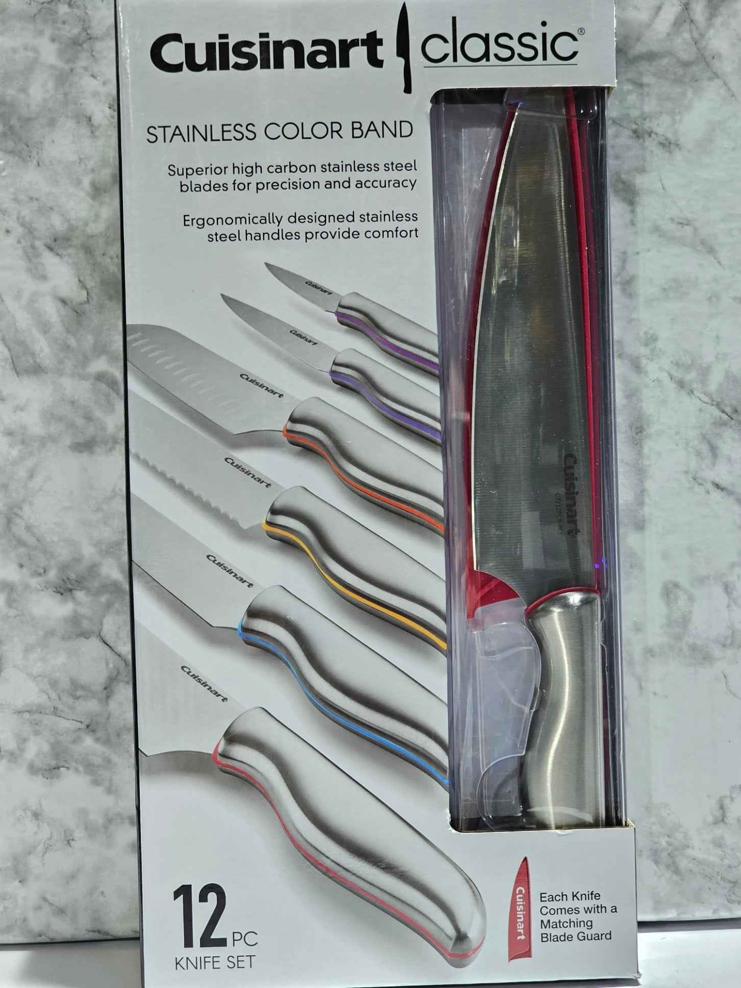 Cuisinart Classic Stainless Steel 12-Piece Color Band Knife Set