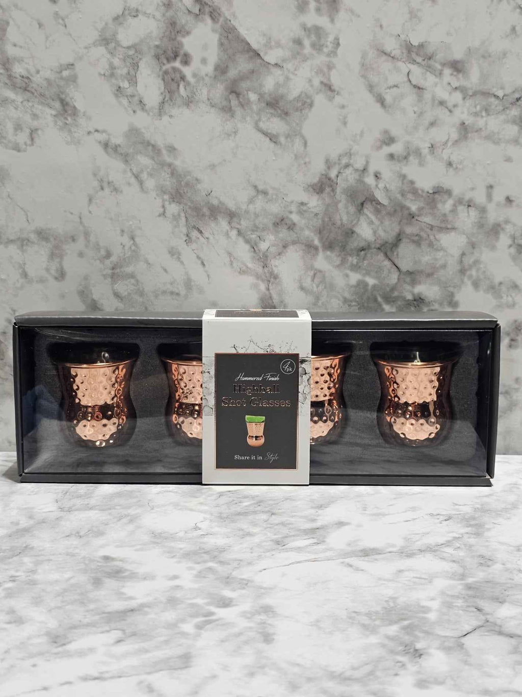 Silver One 4-Pack Hammered Copper-Finish Stainless Steel Shot Mugs