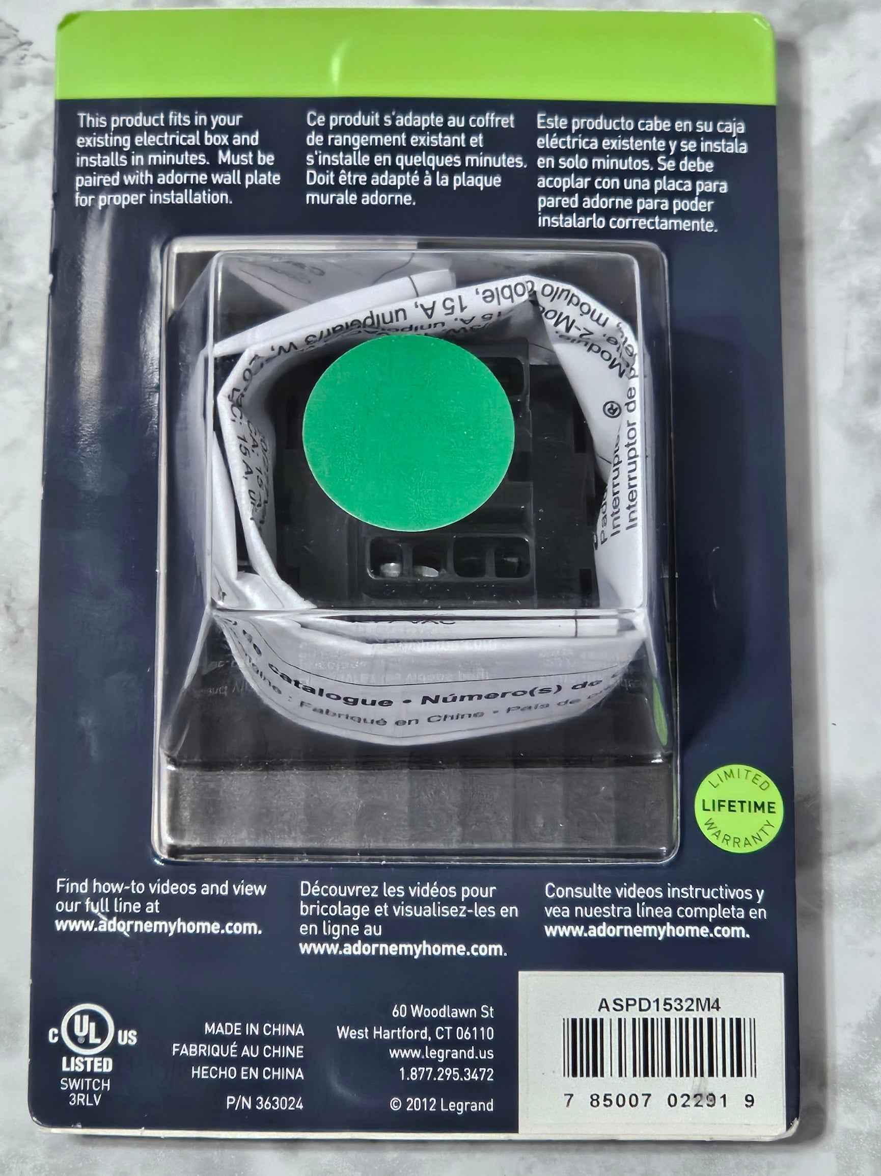 Legrand Adorne Paddle Switch 15A 1-Pole/3-Way Magnesium Finish
