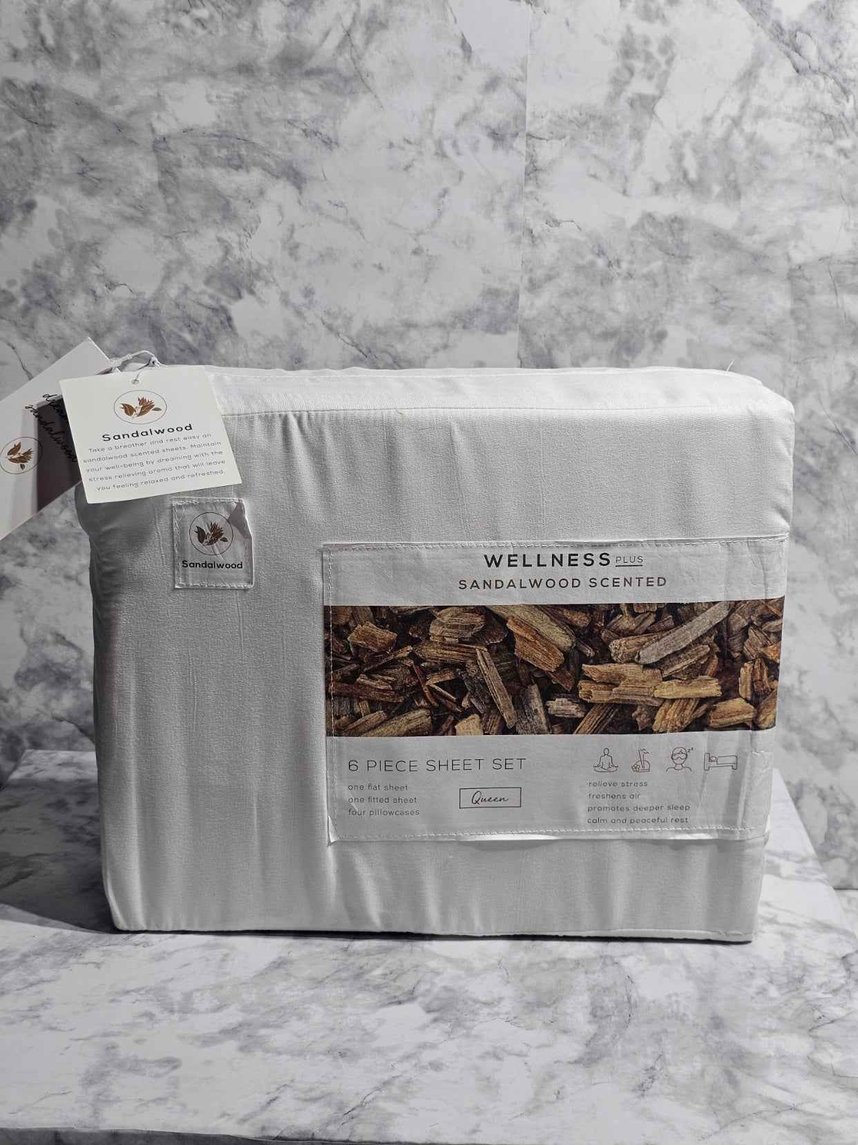 Wellness Plus Sandalwood Scented 6-Piece Sheet Set - Queen - White