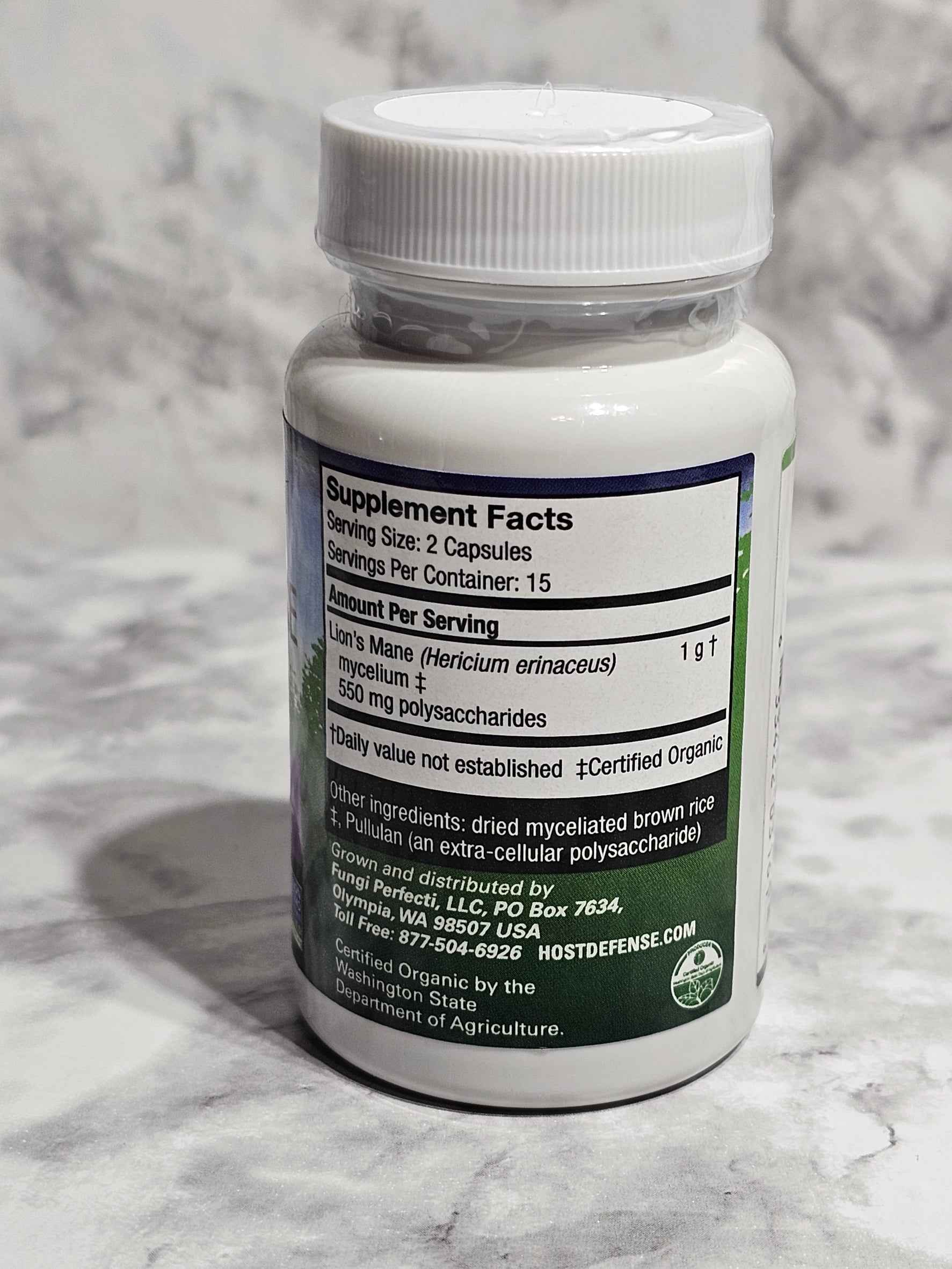 Host Defense Lion's Mane Mushroom Capsules — 30 Vegetarian Capsules