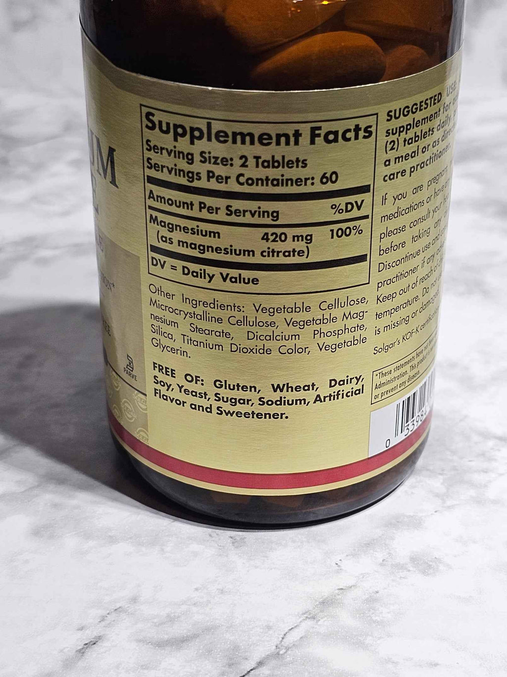 Solgar Magnesium Citrate 420mg High Absorption — 120 Tablets