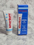 Actual AfterBurn lidocaine hydrochloride 2.5% gel, one 2 fl oz white tube and blue-and-white carton.