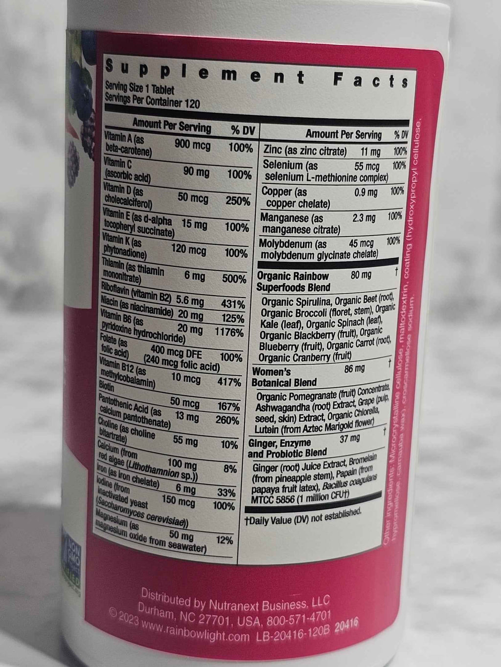 Rainbow Light Women's One Daily Multivitamin — 120 Vegetarian Tablets