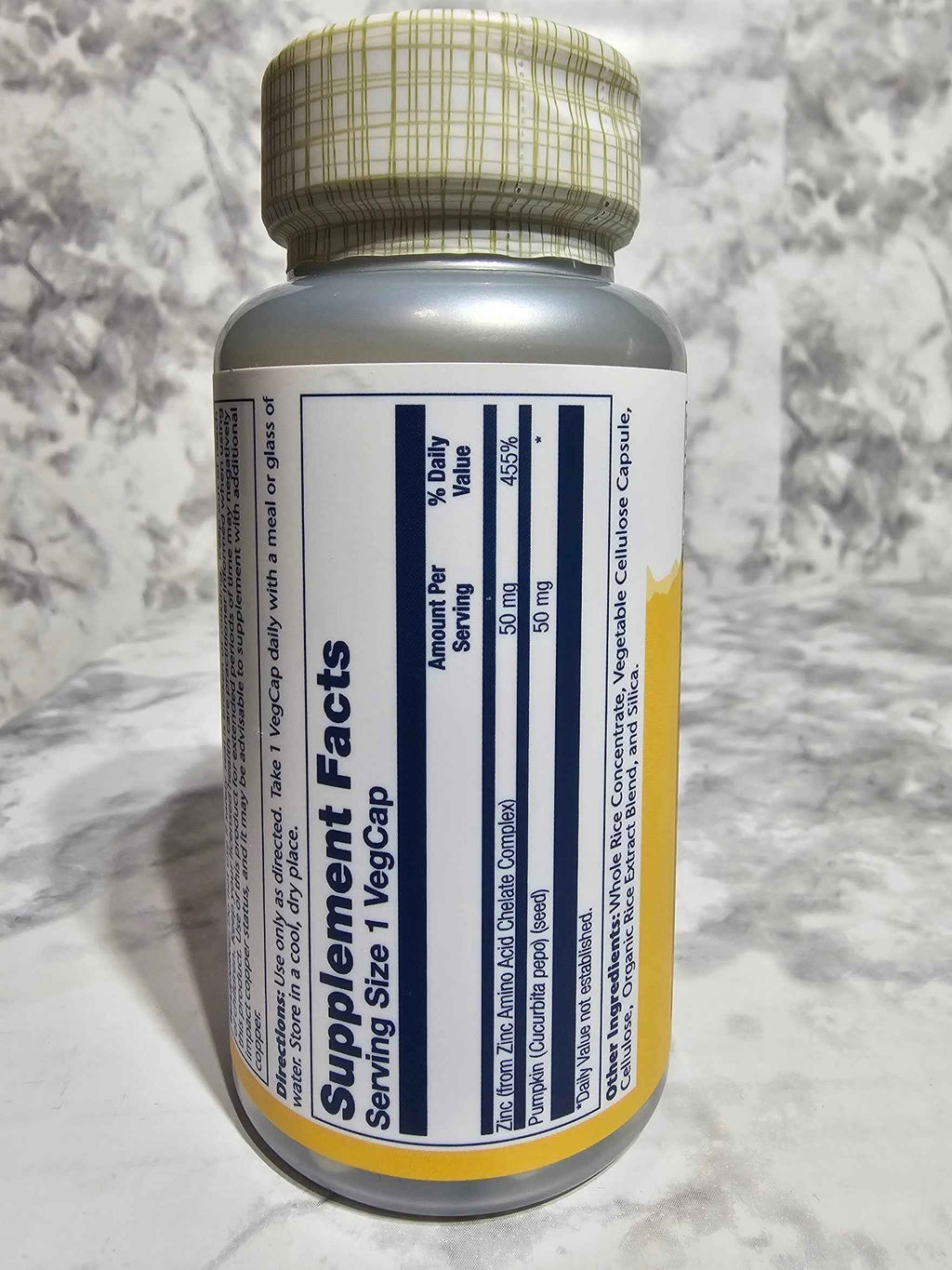 Solaray Zinc 50mg Amino Acid Chelate Complex — 100 VegCaps