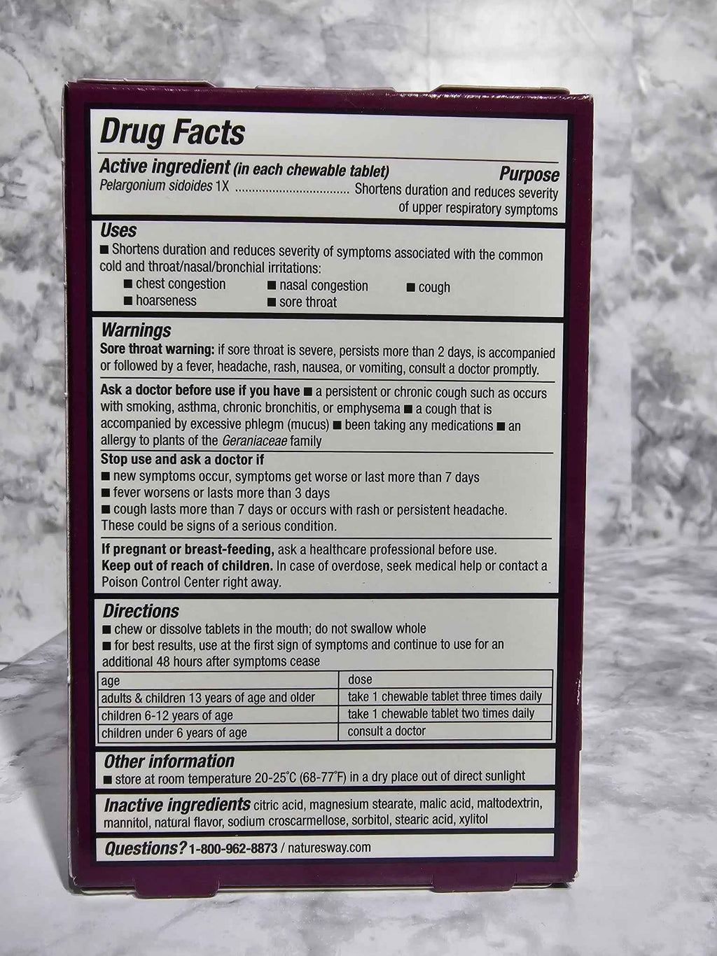 Nature's Way Umcka Pelargonium Sidoides Cherry Chewables — 20 Tablets