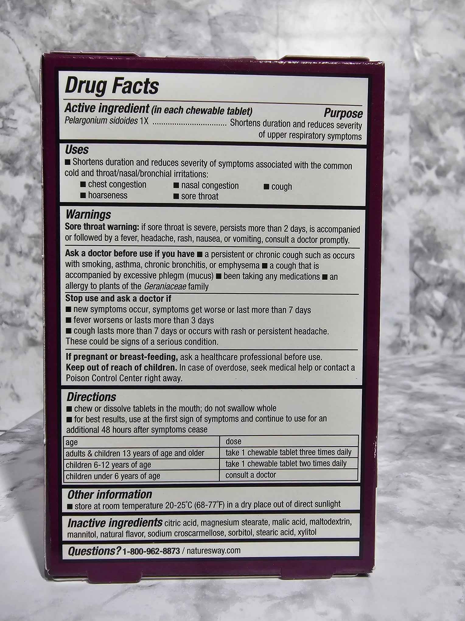 Nature's Way Umcka Pelargonium Sidoides Cherry Chewables — 20 Tablets