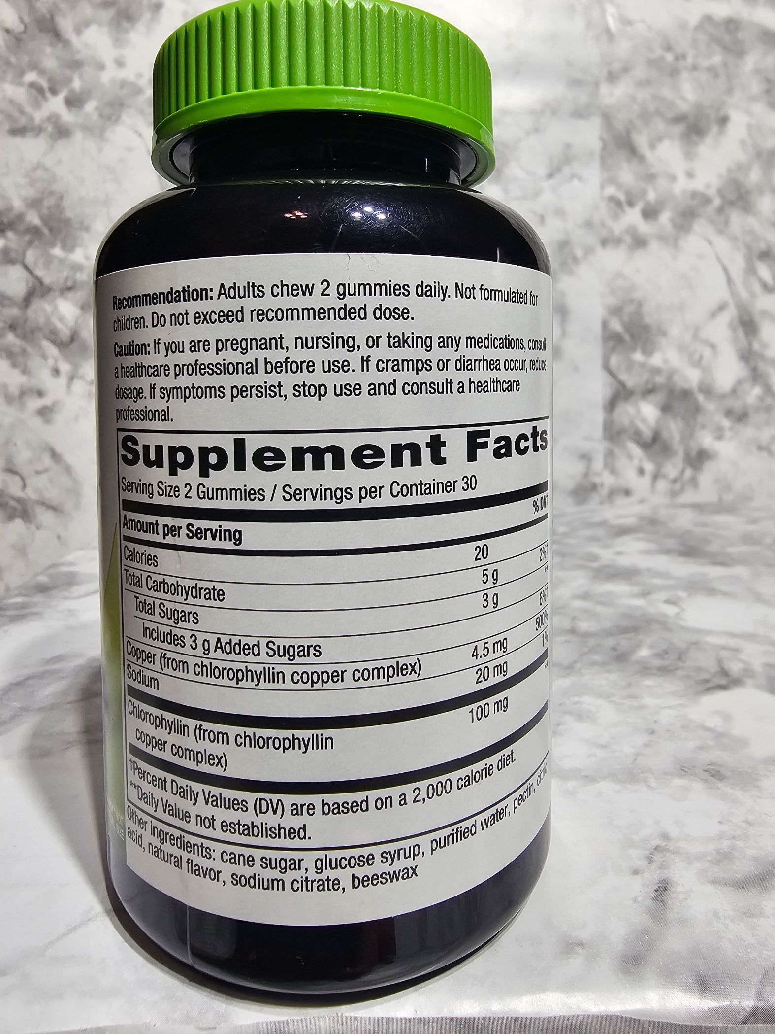 Nature's Way Chlorofresh Chlorophyll Gummies in orchard fruit flavor, 60 count, vitamin and supplement with green and fruit-themed packaging.