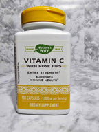 Actual stocked product photo of Nature's Way Extra Strength Vitamin C with Rose Hips 1000 mg, 100-capsule bottle front.