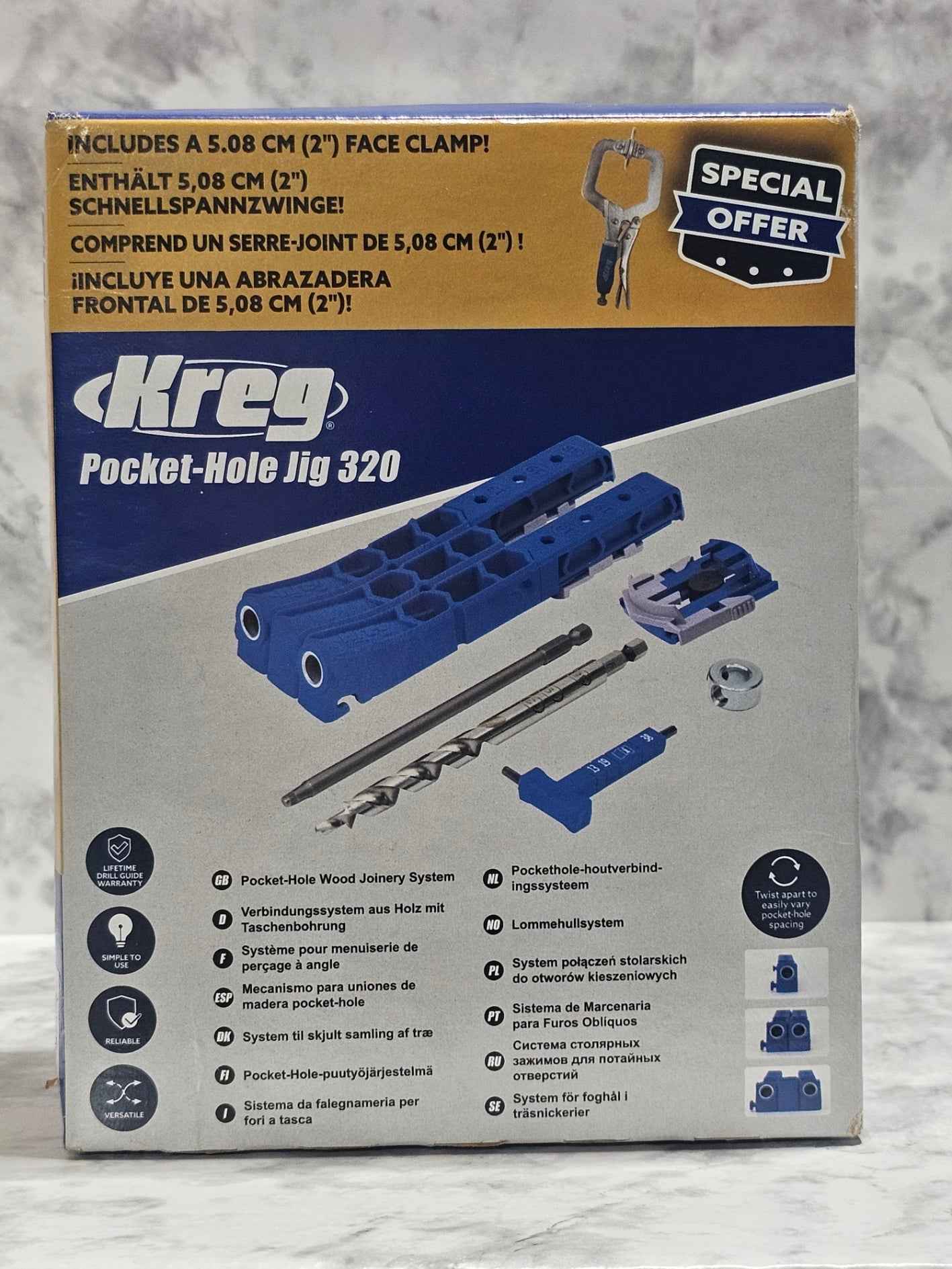 Kreg Pocket-Hole Jig 320 — Portable Wood Joinery Kit with 2" Face Clamp