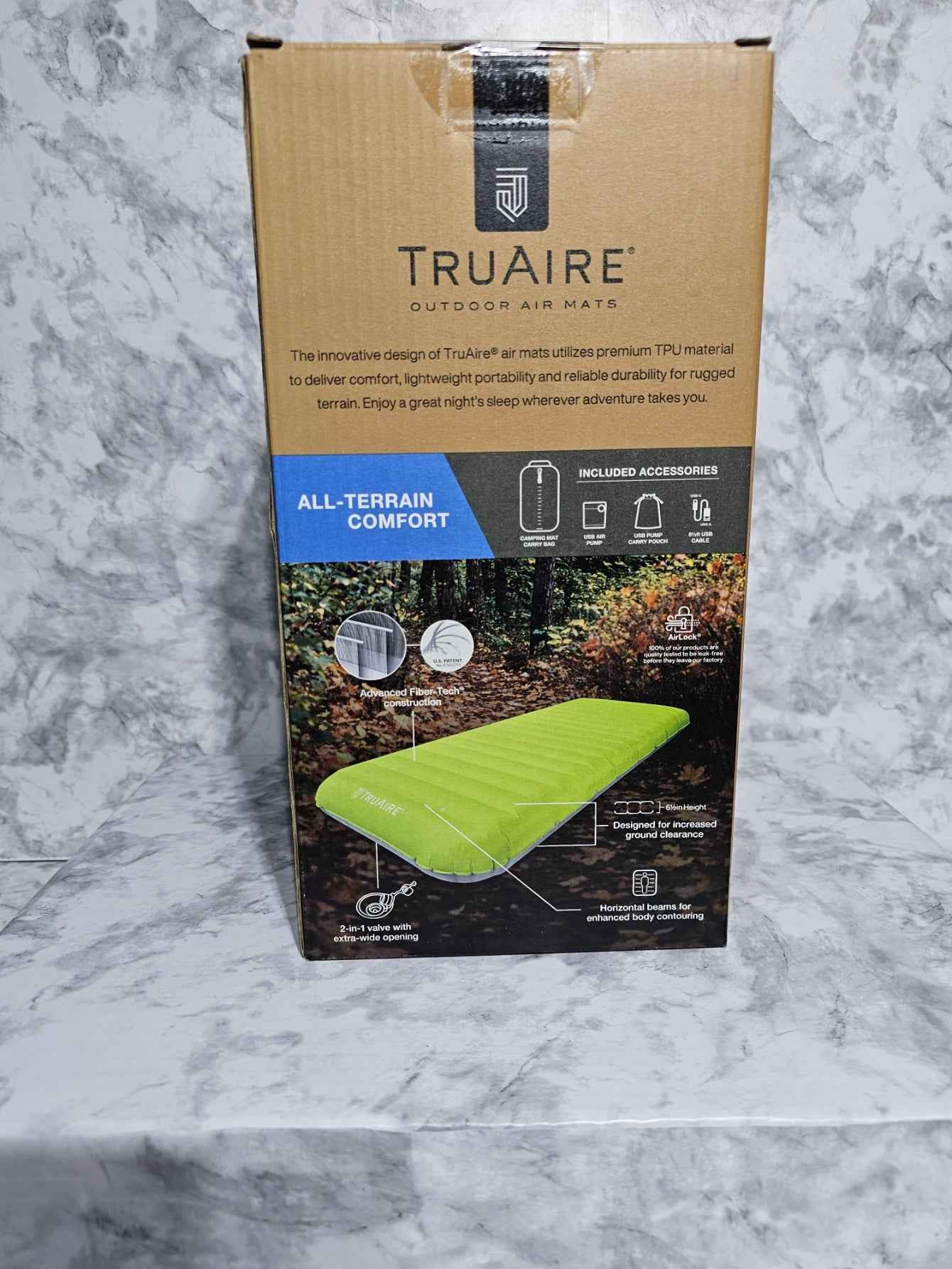 TruAire (Intex) TPU Camping Mat with USB Pump — 30" x 75" x 6.5"