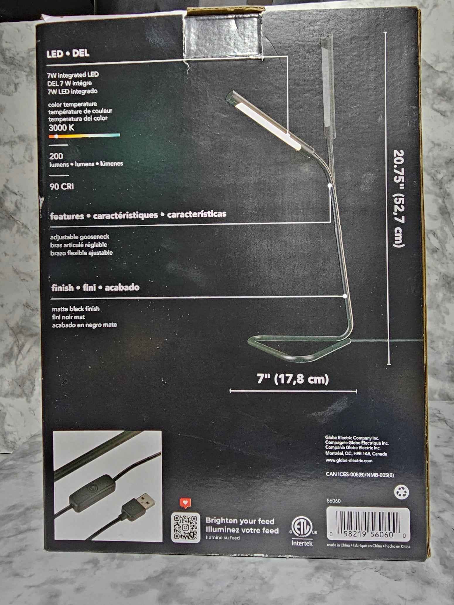 Globe Electric ARDEN USB Powered LED Desk Lamp — Matte Black