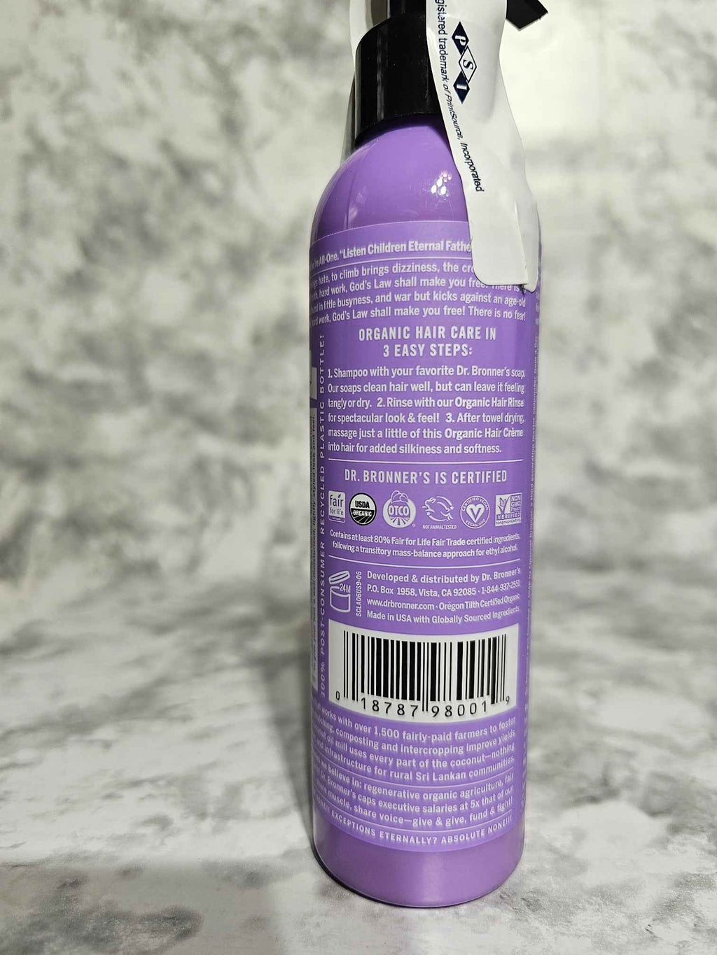 Dr. Bronner's Organic Lavender Coconut Hair Crème — 6 fl oz Leave-In