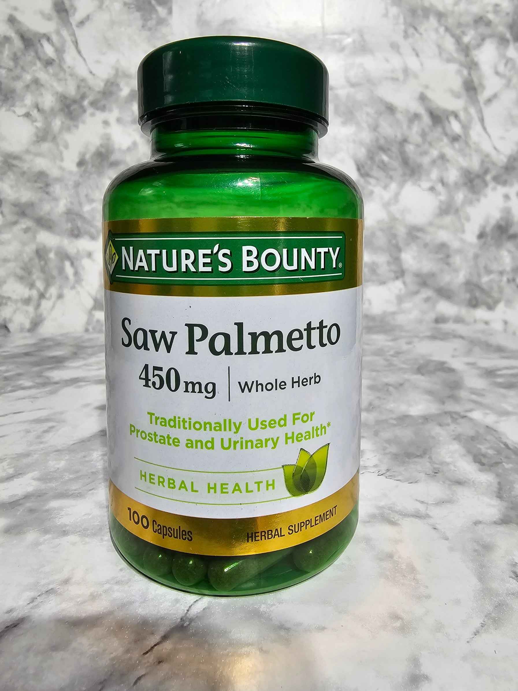 Nature's Bounty Saw Palmetto 450mg — 100 Whole Herb Capsules