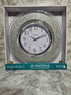 Ingraham 12" Silver Glitter Analog Wall Clock Model 60000S