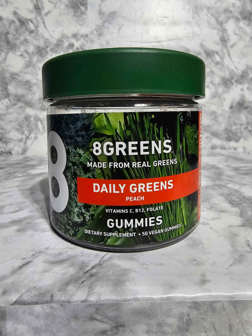 8Greens Daily Greens Peach Gummies - 50 Vegan Gummies