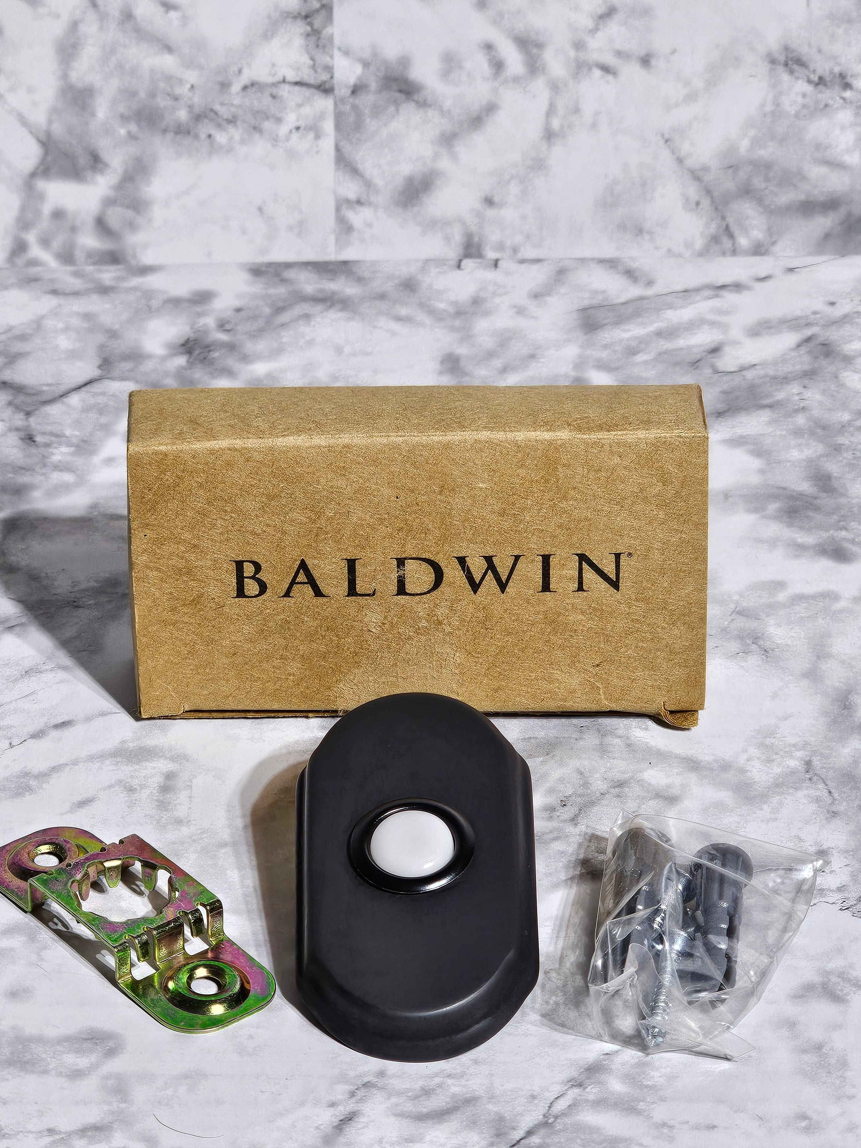 Baldwin Arch Doorbell Button - Matte Black Finish