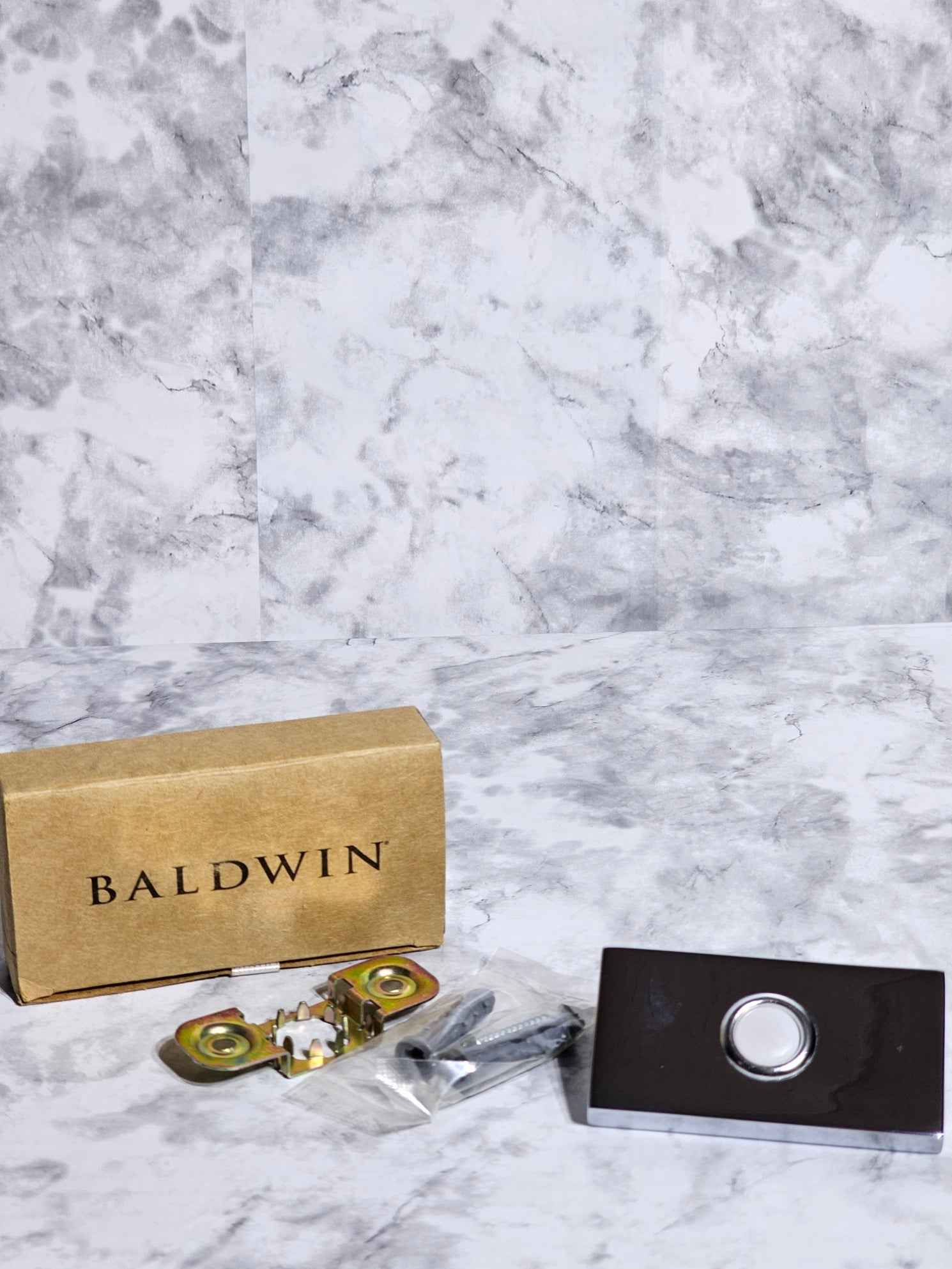 Baldwin Contemporary Doorbell Button - Chrome Finish