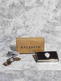 Baldwin Rectangular nickel doorbell button with bracket and box