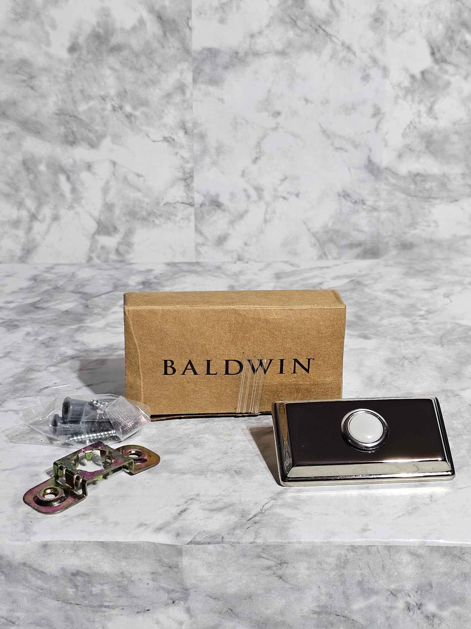 Baldwin Rectangular Doorbell Button - Polished Chrome