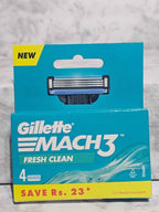 Gillette Mach3 Fresh Clean Scented Razor Refills — 4 Count Cartridges