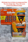 Gillette Fusion5 twelve-count old and new package comparison