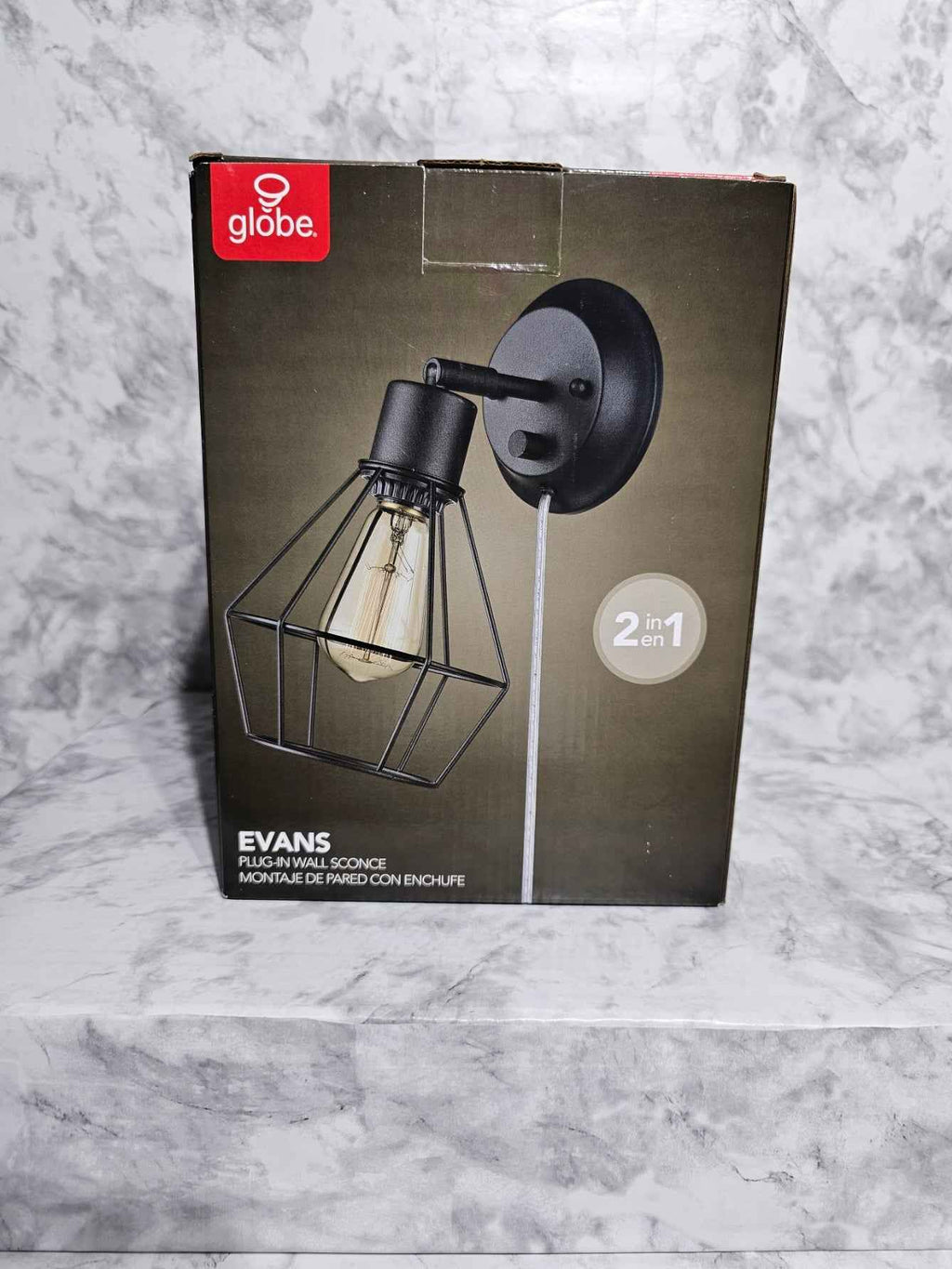 Globe Electric Evans 2-in-1 Plug-In or Hardwire Wall Sconce - Matte Black
