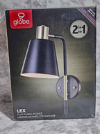 Globe Electric Lex 14" 2-in-1 Wall Sconce - Matte Black with Brass Accents