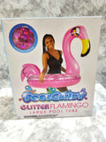 Actual photo of PoolCandy Glitter Flamingo 40 inch inflatable pool tube package front
