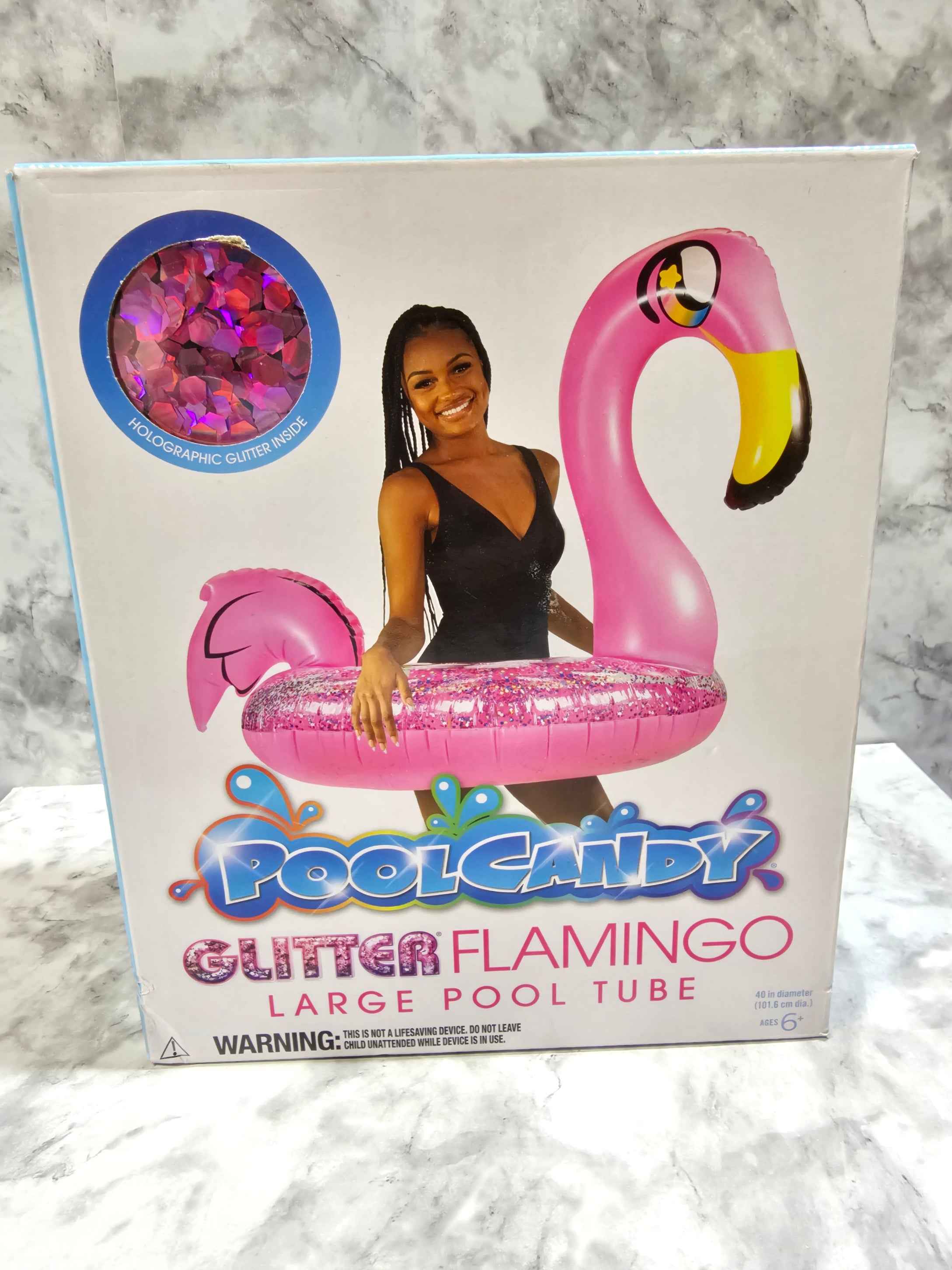 PoolCandy Glitter Flamingo Large Pool Tube - 40 Inch