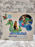 PoolCandy Glitter Seahorse Jumbo Pool Tube & Drink Float Set