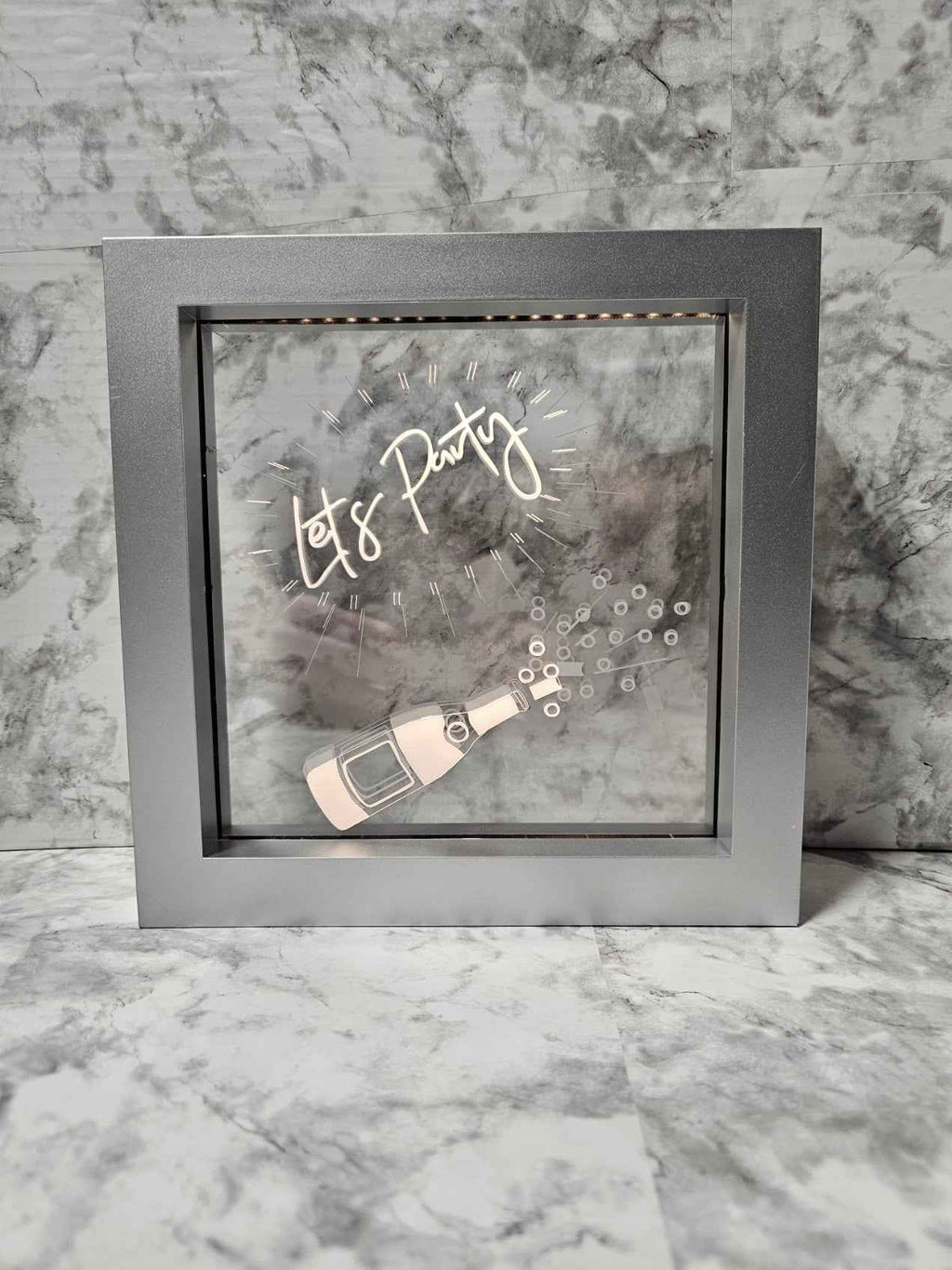 Simplee Adesso "Let's Party" LED Motion Light Box - Silver Frame