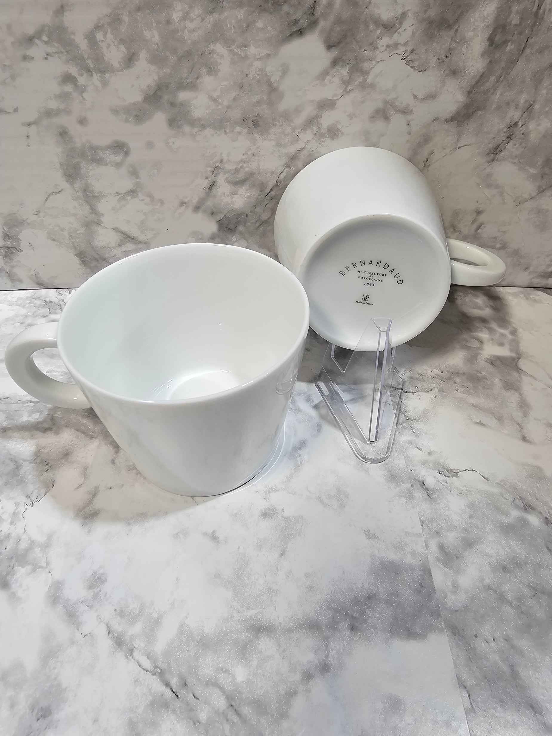 Bernardaud Organza White Teacup (Opus Shape) - Fine Limoges Porcelain
