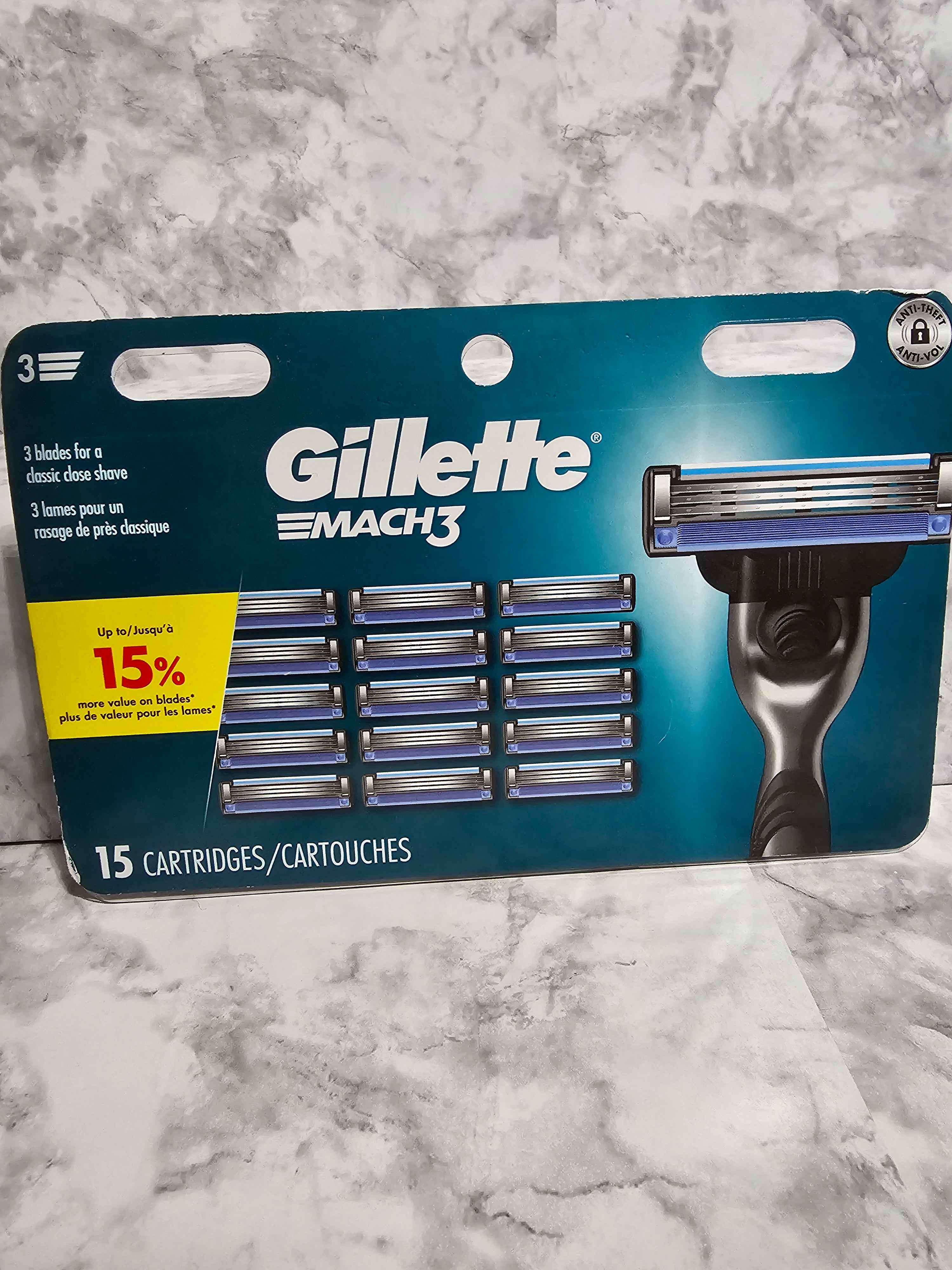Gillette Mach3 Men's Razor Blade Refills - 15 Count Value Pack