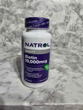 Actual stocked product photo of Natrol Biotin Beauty 10,000 mcg, 100-tablet bottle front.