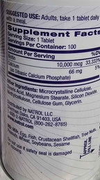 Actual stocked product photo of Natrol Biotin Beauty 10,000 mcg bottle Supplement Facts label.