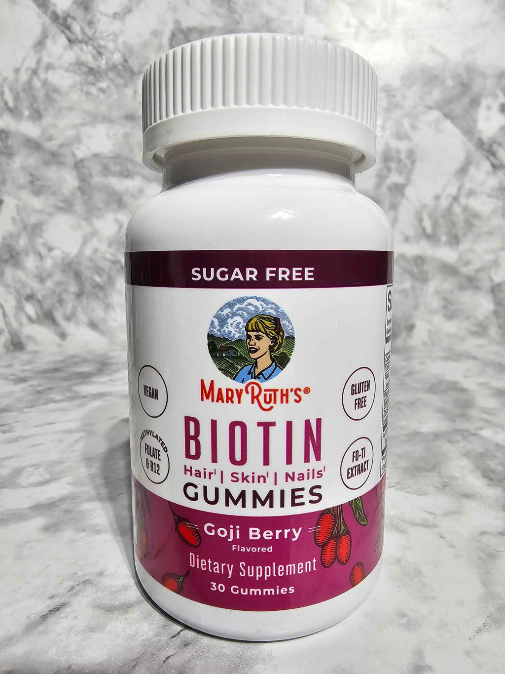 MaryRuth's Sugar Free Biotin Gummies Goji Berry Flavor - 30ct