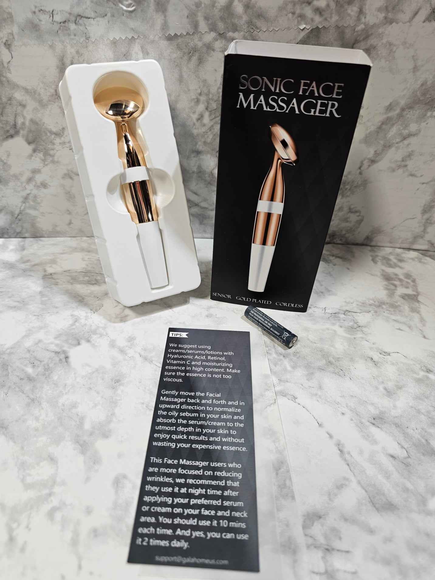 Galahome Sonic Face Massager - Gold-Plated Cordless Beauty Tool