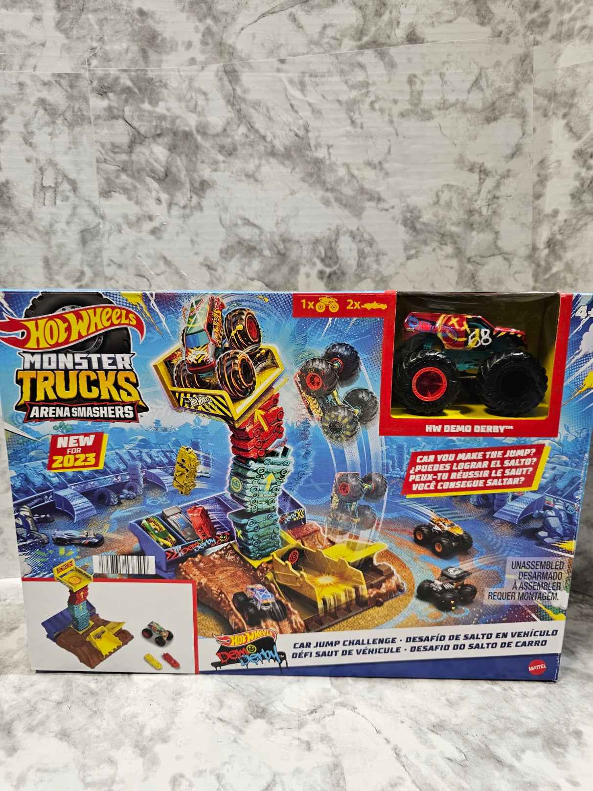 Hot Wheels Monster Trucks Arena Smashers Car Jump Challenge Playset