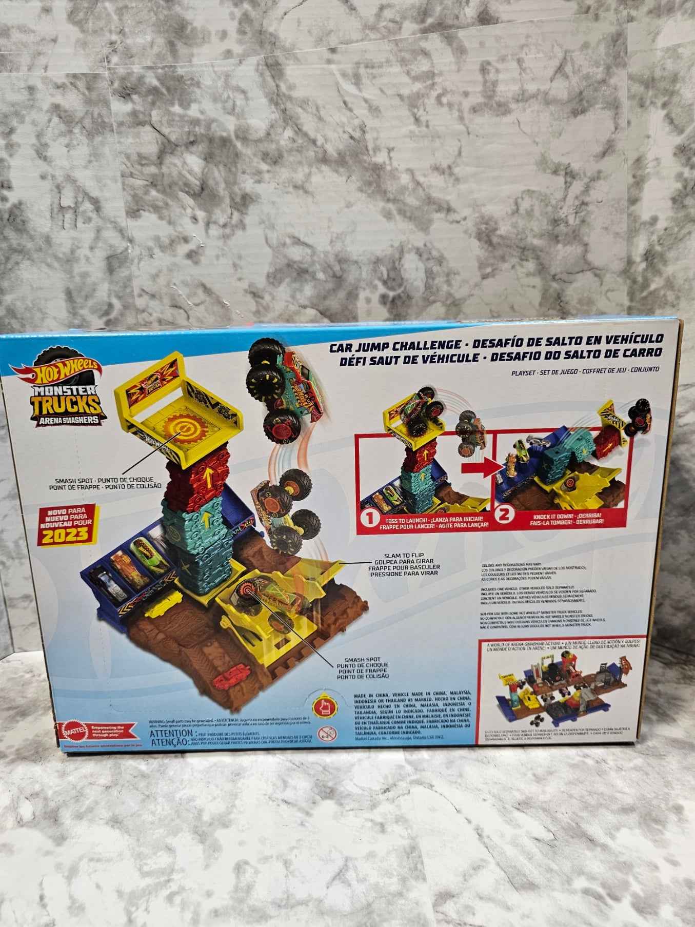 Hot Wheels Monster Trucks Arena Smashers Car Jump Challenge Playset