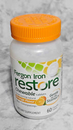 Actual photo of Fergon Iron Restore orange chewable tablets 60 count bottle front