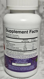 Supplement bottle with label on a textured surface