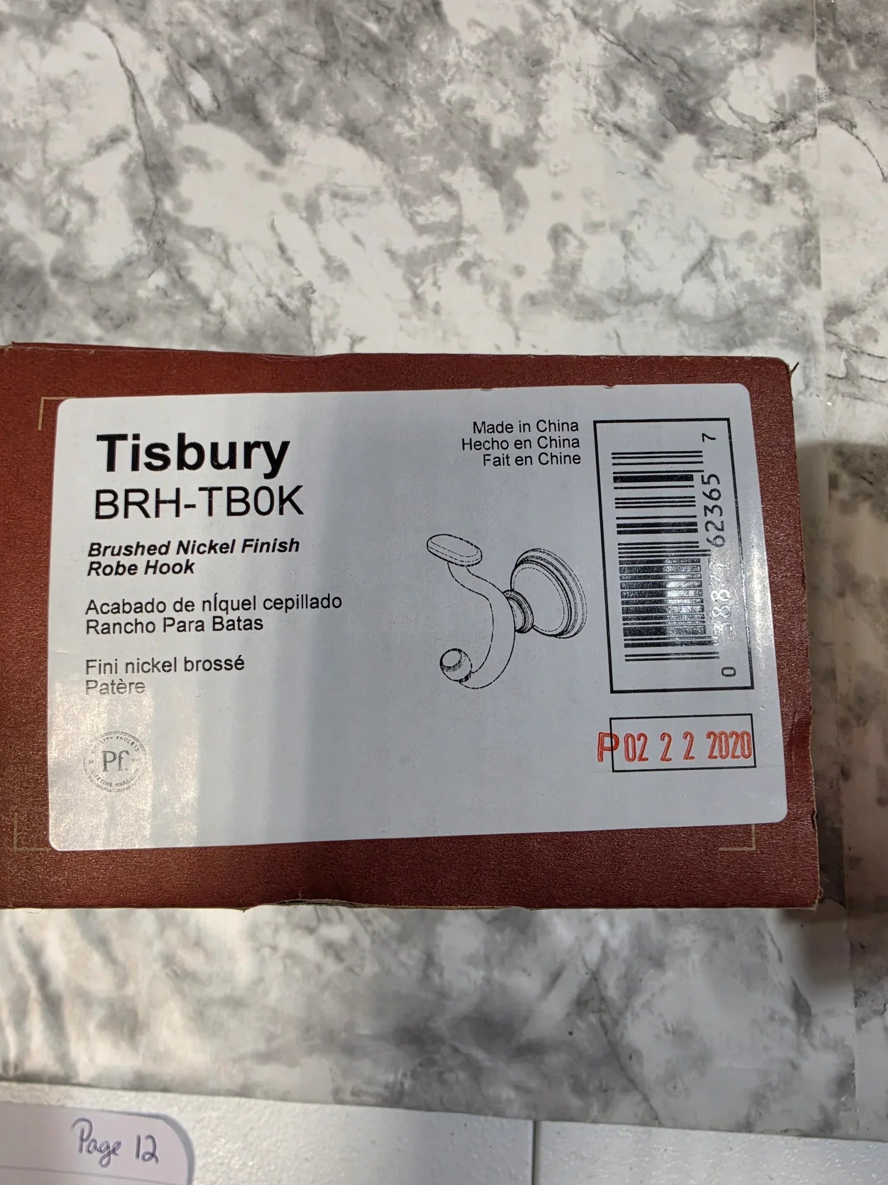 Tisbury BRH-TB0K product packaging on a marble surface