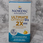 Nordic Naturals Ultimate Omega-D3 supplement box on a marble surface